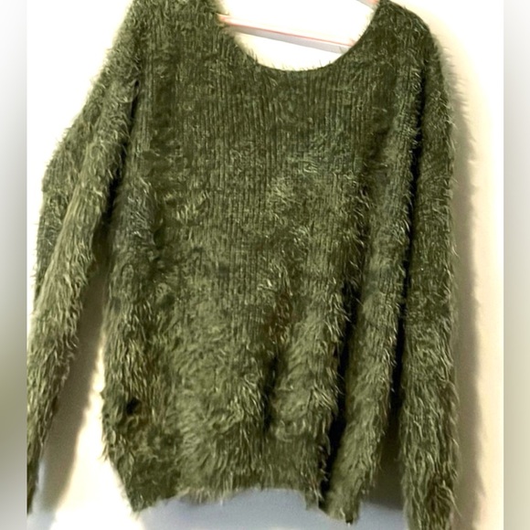 &Merci Brushed Knot Sweater Green Knit Size Large - Picture 5 of 9